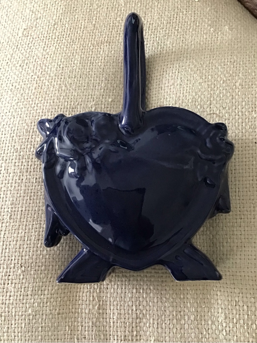 Mccoy Deep Navy Heart-Shaped vase with Handel